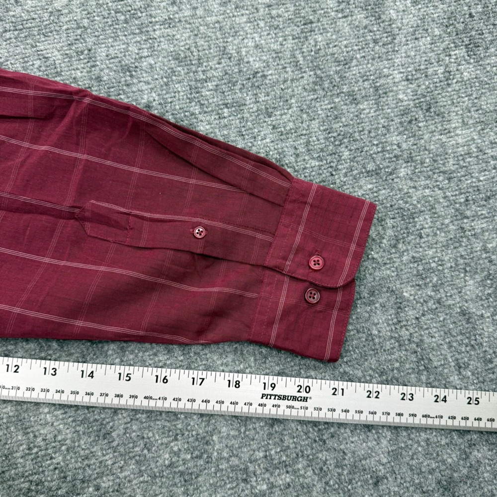 George Button Up Shirt‎ 2XL Merlot Sueded Grid Print FLAW Mens - Picture 7 of 9